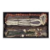 Polished Stone & Pearl Beaded Necklaces +