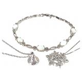 Sterling Opal Bracelet & Necklaces w/ Pendants 16g