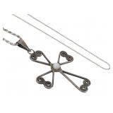 Sterling Necklaces 14.0g TW Opal Accent Cross