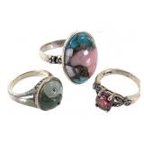 3 Sterling Rings 19.4g TW Pink Cotton Candy+