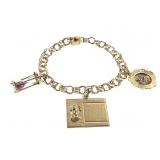 14K Charm Bracelet 16.3g TW 7" L