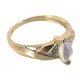 10K Transluscent Stone Ring 2.3g TW Sz 7
