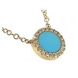 14K Necklace w Turguoise Pendant 1.9g TW 18" L