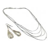 Liquid Silver Necklace & Earrings