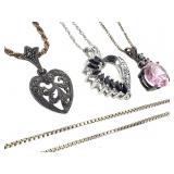 4 Sterling Necklaces 3 Pendants 19.5g TW
