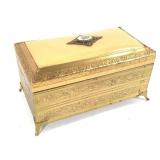 Floral Embossed Gilt Musical Jewelry Box w/ Pcs