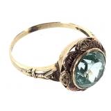 Antique 10K Blue Topaz Ring 2.2g TW Sz 7 H6.5
