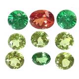 Faceted Lab Grown Garnets, Peridot & Padparadscha