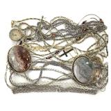 Chain Necklaces & Agate Brooches