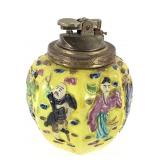 Famille Jaune-Style Chinese Porcelain Jar Lighter