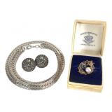 14k SS Chain, Sterling Earrings & 8k Ring