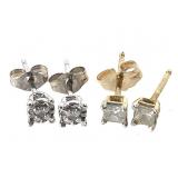 2 Pr 14K Diamond Earrings .7g TW