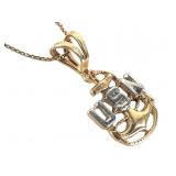 14K Necklace w USN Pendant 2.8g TW 27" L