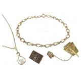 14K GF Bracelet Necklace Pins 9.2g TW