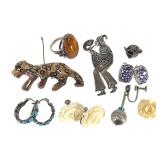 Sterling Earrings, Brooch, Ring & Scraps/Pcs
