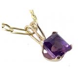 10K Figaro Necklace w Amethyst Pendant 1.6g TW