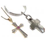 2 Sterling Necklaces & Crosses 22.3g TW