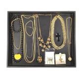 Gold & Black Costume Jewelry Necklaces, Bracelet +