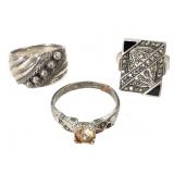 3 Sterling Ring 13.7g TW Sz 7-7 1/2