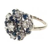 14K Diamond Sapphire Ring 6.8g TW Sz 5 1/2