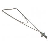 Sterling Necklace w Ster Turquoise Cross 7.7g TW
