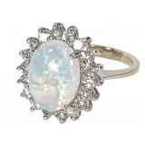 18K Diamond Opal Ring 5g TW Sz 6