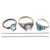 Sterling Rings & Necklace 10.2g TW
