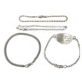 4 Sterling Bracelets 16.8g TW 7" - 7 3/4" L