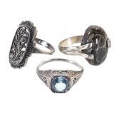 3 Sterling Rings 10.0g TW Sz 7