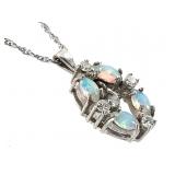 14K Opal White Sapphire Pendant 14" Chain 2.5g TW