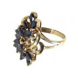 14K Sapphire Diamond Ring 4.8g TW Sz 6