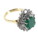 18K Diamond Emerald Ring 5.9g TW Sz 5 1/2