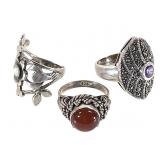 3 Sterling Rings 17.5g TW Sz 7