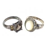 2 Sterling SP Rings 14.0g TW Sz 9 1/2 & 10