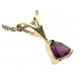 14K K Necklace w Garnet Pendant 5.7g TW 20" L