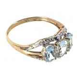 10K Blue Topaz Ring 1.3g TW Sz 7