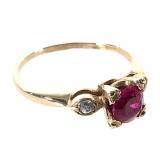 10K Ruby Ring 1.6g TW Sz 5 1/2
