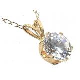 14K Fine Necklace w Clear Stone Pendant 1.1g TW 1L