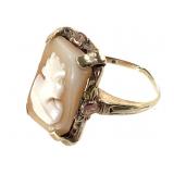 10K Cameo Ring 3.0g TW Sz 6