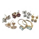 6 Pr 10K Earrings 3.9g TW Diamond Ruby Topaz