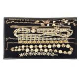 Gold Toned Rhinestone & Faux Pearl Necklaces