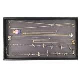 Silvertone Fetish Necklace, Chains w/ Pendants +