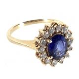 14K Diamond Sapphire Ring 3g TW Sz 6