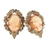 14K Cameo Earrings 3.8g TW 3/4"H
