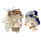 Vtg Art Deco Lady Face Brooches