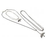 Silver Toned Necklaces w/ Flying Bird Pendants
