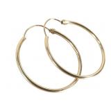 14K Hoop Earrings .7g TW 1" W