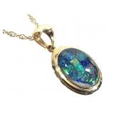 14K Necklace Opal Pendant 1.8g TW