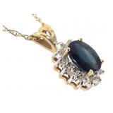 14K Diamond Faceted Onyx Pendant 2.7g TW