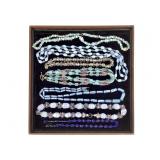 Blue Polished Stone & Glass Beaded Necklaces